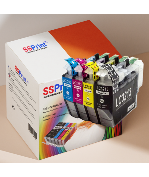 Pack de 4 Cartouches Compatibles Brother LC-3213 Noir et Couleur