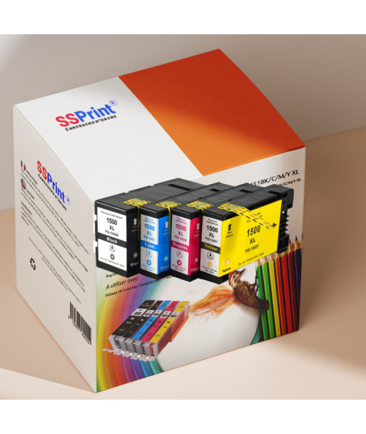 Pack de 4 Cartouches Couleur Canon PGI-1500 XL Compatible