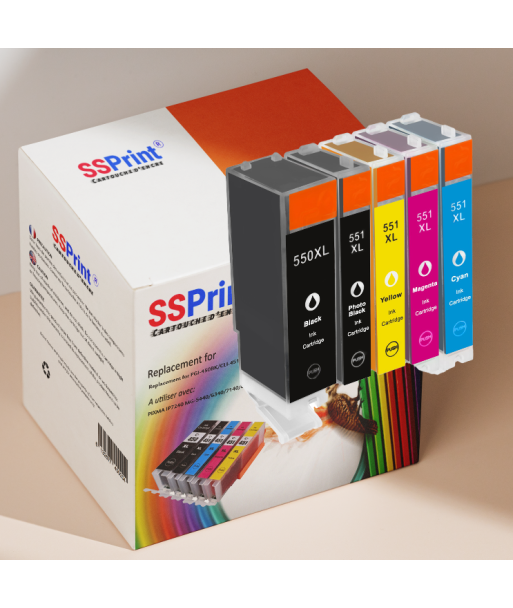 Pack de 5 Cartouches Adaptables Canon PGI-550 / CLI-551XL Noir et Couleur