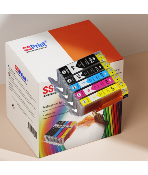 Pack de 5 Cartouches Adaptables Canon PGI-450 / CLI-451XL Noir et Couleur