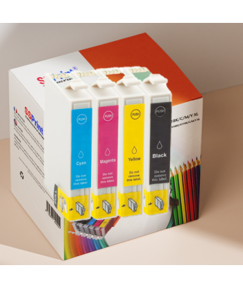 Pack de 4 Cartouches Adaptables Epson T071/1/2/3/4 Noir et Couleur