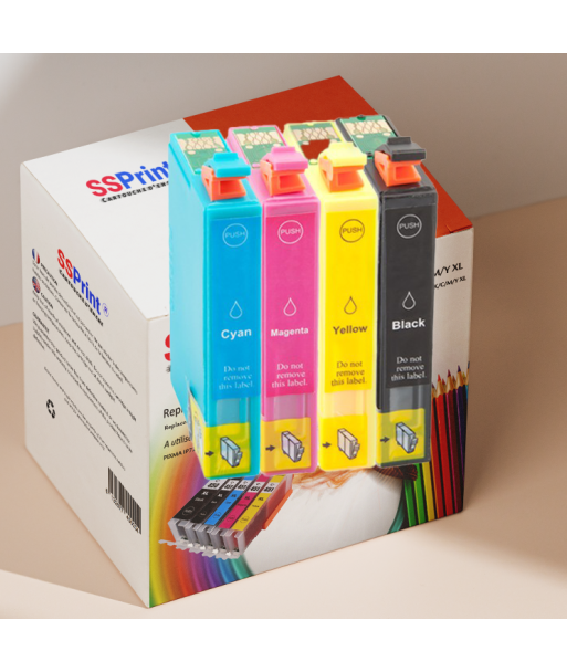 Pack de 4 Cartouches Adaptables Epson T128/1/2/3/4 Noir et Couleur