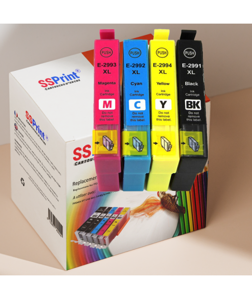 Pack de 4 Cartouches Adaptables Epson T2991/2/3/4 Noir et Couleur