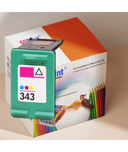 Cartouche Compatible HP 343 / HP 135 C8766EE Couleur Cyan Magenta Jaune