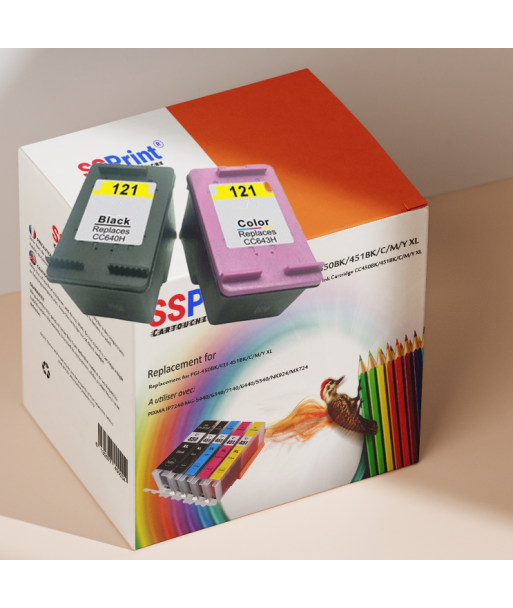 Cartouche Compatible HP CC640HE N°121 Couleur Cyan Magenta Jaune